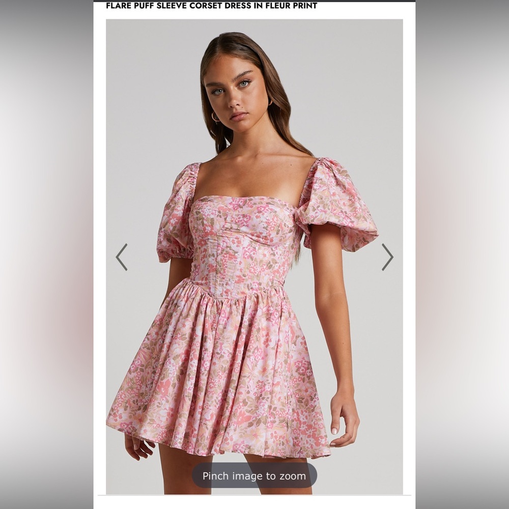 Showpo. Phorchia Mini Dress Fit and Flare Puff Sleeve Corset Dress Size 12